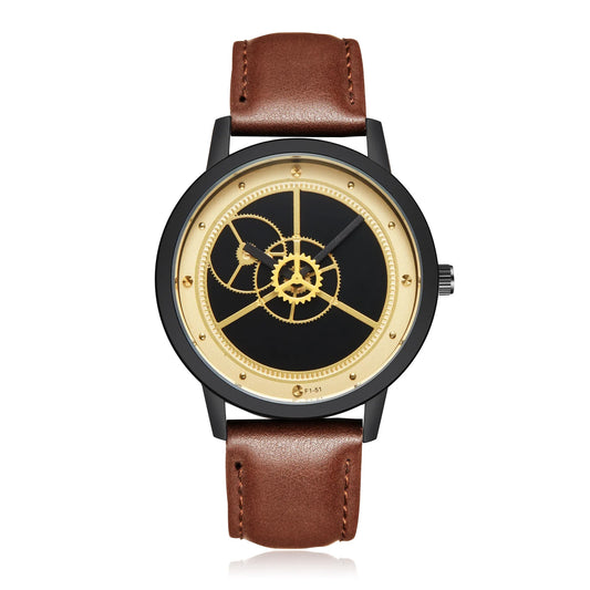 Fashion Sports Watch Men Creative Skeleton calendar Gears Pointer Design Quartz Watches Casual Business Leather Strap Men Clock