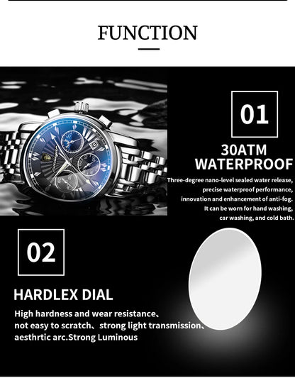 POEDAGAR Casual Sport Watches for Men Top Brand Luxury Stainless Stain Wrist Watch Man Clock Fashion Waterproof Quazt Wristwatch