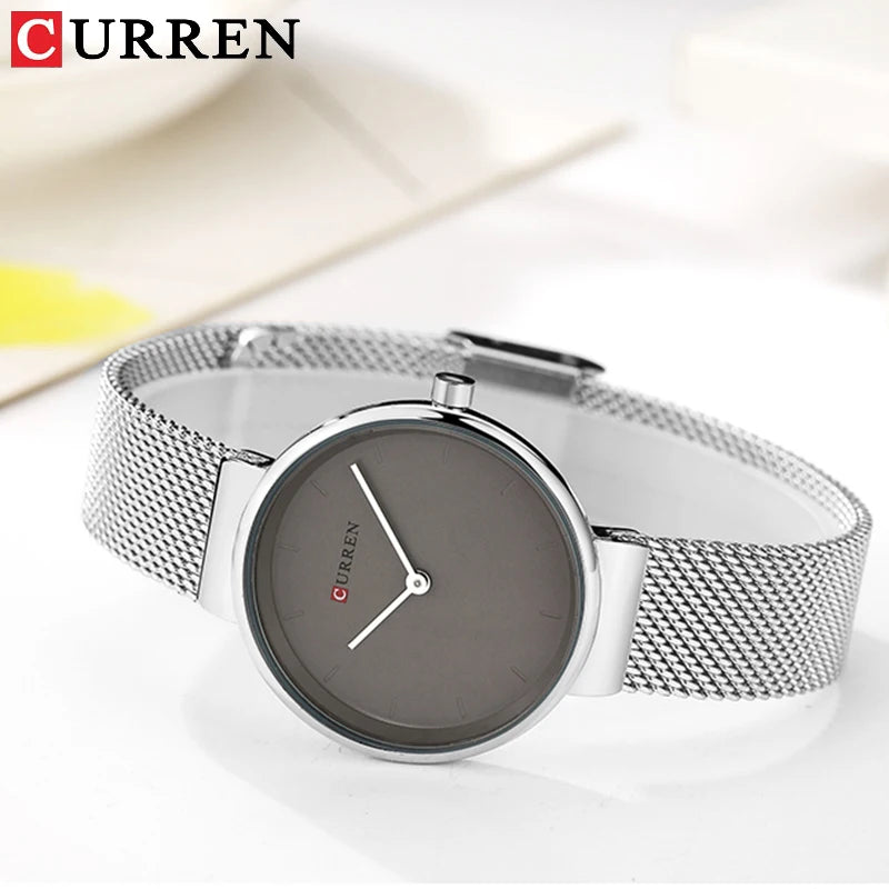 CURREN Luxury Women Watches Ladies Mesh Belt Waterproof Clock Fashion Sports Ultra-thin Female Quartz Watch for woman