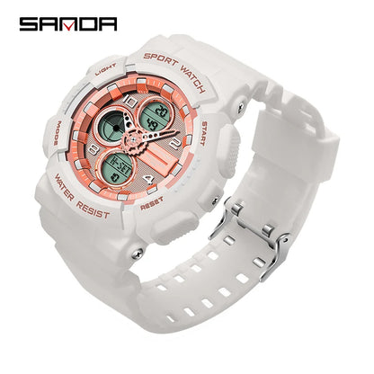 SANDA Nouvelle Montre De Sport Numérique De Luxe Pour Femmes Multifonction Montres Étanches Numériques Pour Dames Horloge Décontractée Relogio Feminino 6027