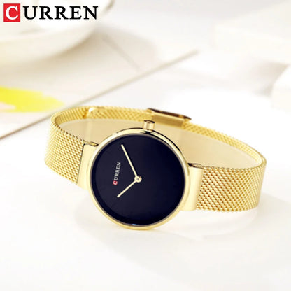 CURREN Luxury Women Watches Ladies Mesh Belt Waterproof Clock Fashion Sports Ultra-thin Female Quartz Watch for woman