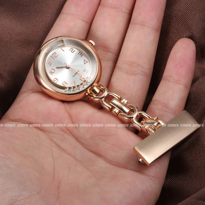 Luxury Medical Nurse Fob Watch Stainless Crystal Rose Gold Brooch Pin Hanging-on Nursing Women Watch For Doctor Paramedic Gift