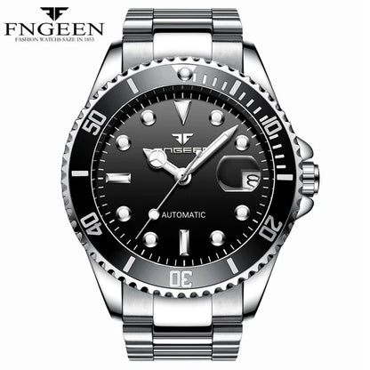 FNGEEN Montre mécanique automatique de luxe pour homme avec calendrier et bracelet en nylon, série classique Water Ghost, étanche