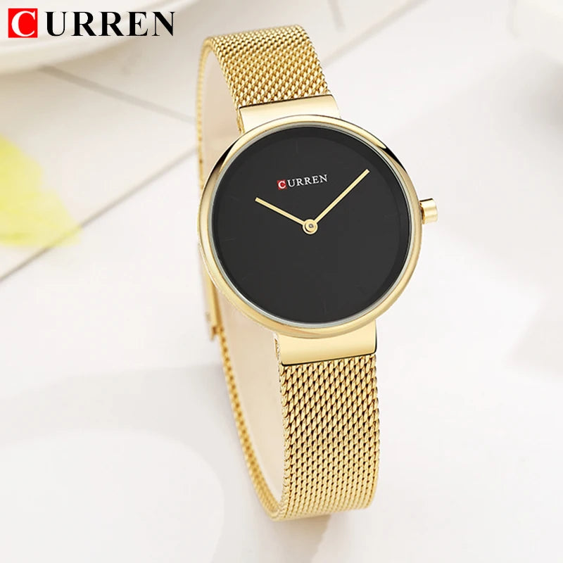 CURREN Luxury Women Watches Ladies Mesh Belt Waterproof Clock Fashion Sports Ultra-thin Female Quartz Watch for woman