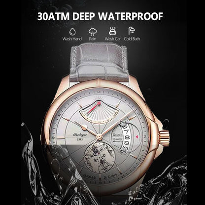 POEDAGAR Sports Men Watch 2022 New Fashion Big Dial Wristwatch Luxury Waterproof Calendar Quartz Leather Men's Watch