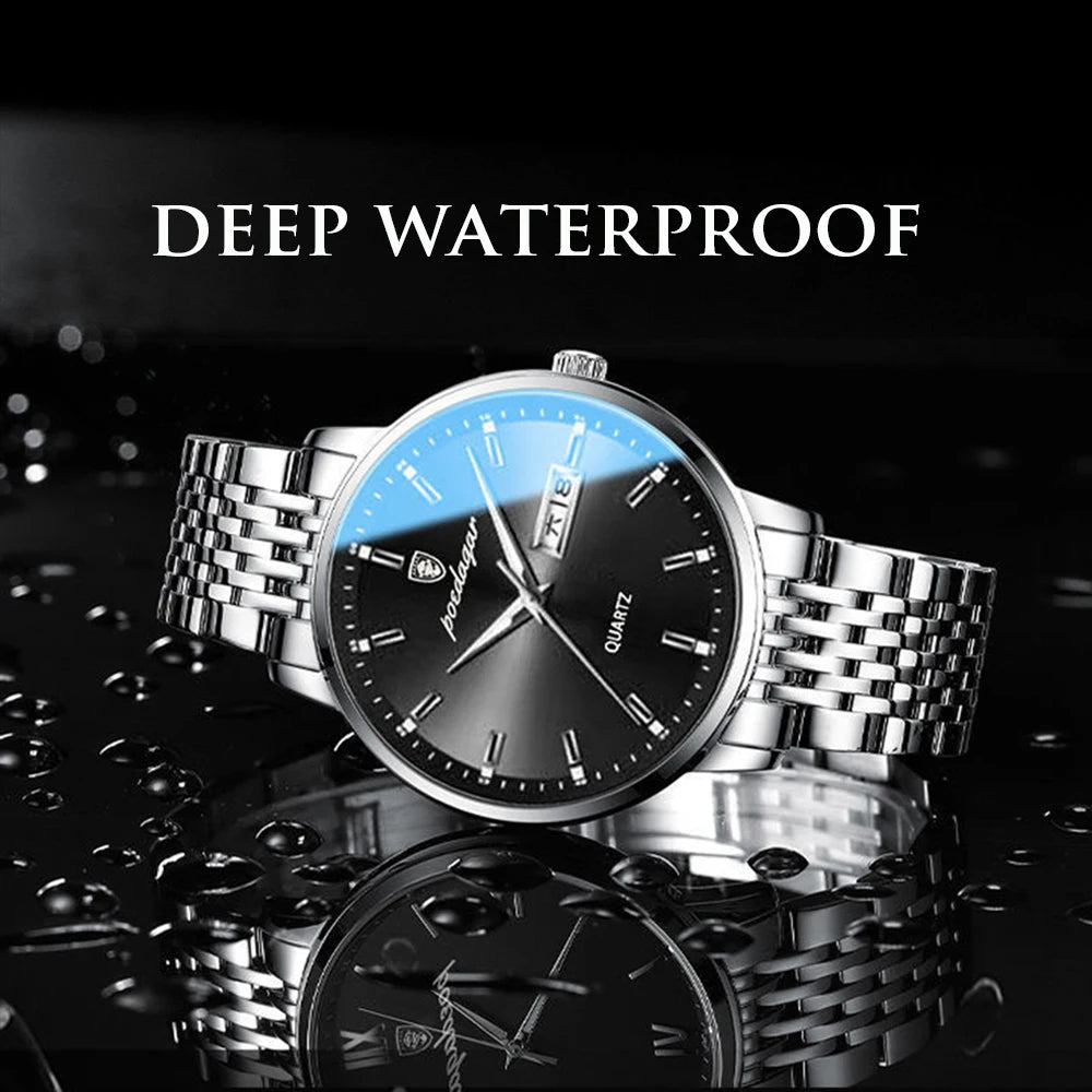 POEDAGAR Top Brand Luxury Business Watch Men Waterproof Luminous Date Clock Sport Watches Mens Quartz Wristwatch Man