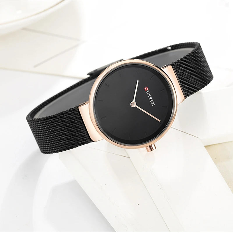 CURREN Luxury Women Watches Ladies Mesh Belt Waterproof Clock Fashion Sports Ultra-thin Female Quartz Watch for woman