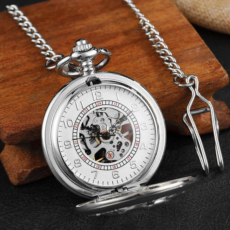 Boat Rudder Mechanical Pocket Watches for Men Women Hollow Skeleton Pocket Watches Fob Clip Chain Steampunk Men Women Gifts