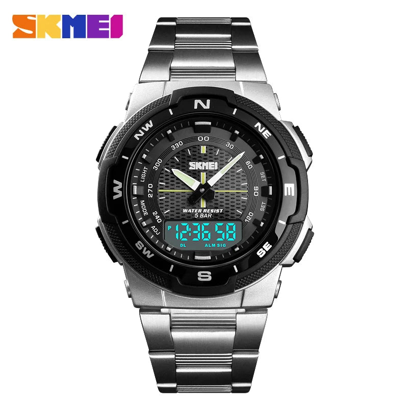 SKMEI 1370 Men Watch Fashion Quartz Watches Dual Time Digital Watches for Man Top Luxury Waterproof Wristwatch freen Shipping