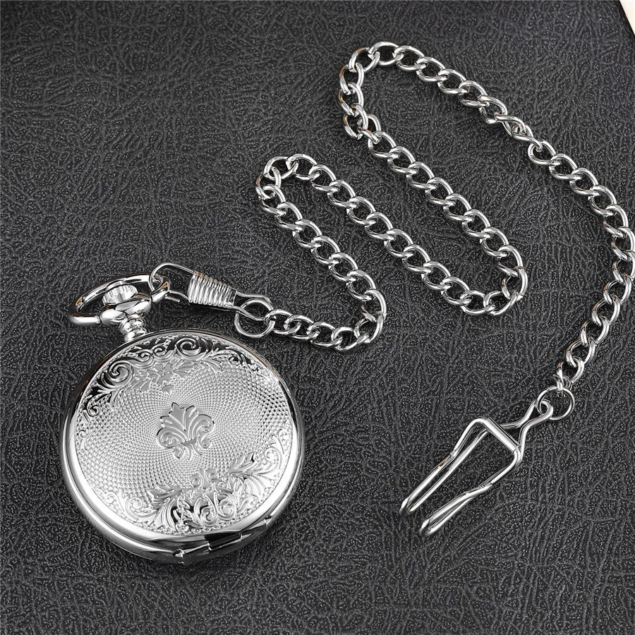 Mens Mechanical Pocket Watch Gearwheel Vintage Skeleton Hand Wind Watch Clock Steampunk Flip Case Necklace Women Mens Gift Box