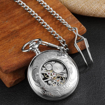 Boat Rudder Mechanical Pocket Watches for Men Women Hollow Skeleton Pocket Watches Fob Clip Chain Steampunk Men Women Gifts