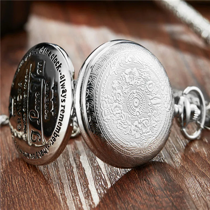 Pocket Watch To My Family I Love You Gift to Grandpa from Family Birthday Gift Boys Fob Watches Chain Birthday Graduation Gift