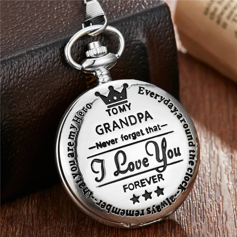 Pocket Watch To My Family I Love You Gift to Grandpa from Family Birthday Gift Boys Fob Watches Chain Birthday Graduation Gift