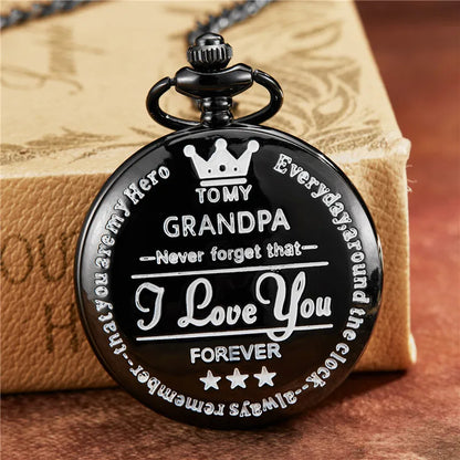 Pocket Watch To My Family I Love You Gift to Grandpa from Family Birthday Gift Boys Fob Watches Chain Birthday Graduation Gift