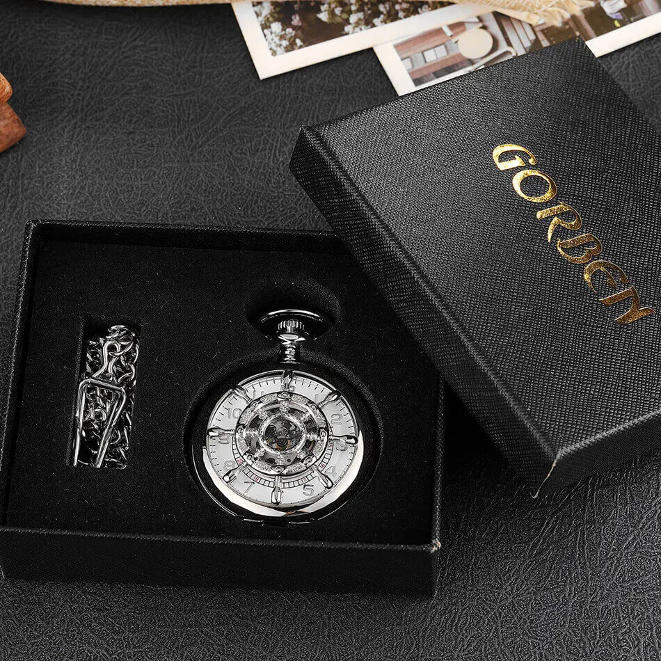 Boat Rudder Mechanical Pocket Watches for Men Women Hollow Skeleton Pocket Watches Fob Clip Chain Steampunk Men Women Gifts