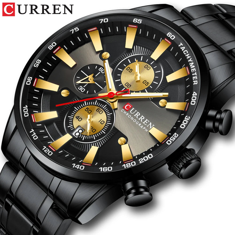 New 2021 CURREN Men Watches Quartz Wrist Watches Black Chronograph Waterproof Luminous Military Watch Man Relogios Masculinos