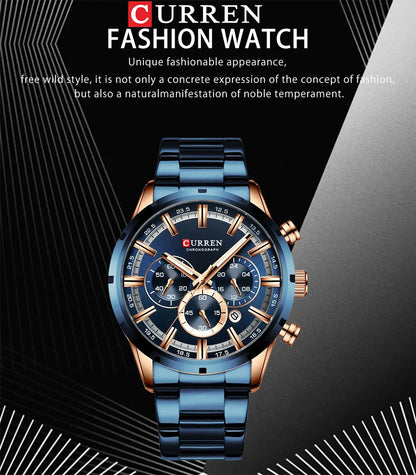 Relogio Masculino CURREN Hot Fashion Mens Watches Top Brand Luxury Wrist Watch Quartz Clock Watch Men Waterproof Chronograph