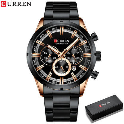 CURREN Men Watches Top Luxury Brand Sport Quartz Watch Men Chronograph Waterproof Wrist Watch Man Stainless Steel Date Clock