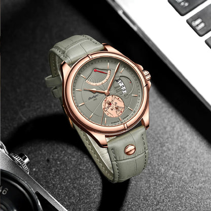 POEDAGAR Sports Men Watch 2022 New Fashion Big Dial Wristwatch Luxury Waterproof Calendar Quartz Leather Men's Watch