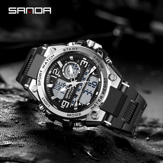 SANDA Brand New Military Watch Dual Display Men Sports Watches G Style LED Digital Military Waterproof Watches Relogio Masculino