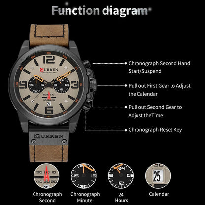 Watch For Men Top Brand Luxury CURREN Fashion Leather Quartz Men Watches Date Business Sport Male Wristwatch Clock Montre Homme