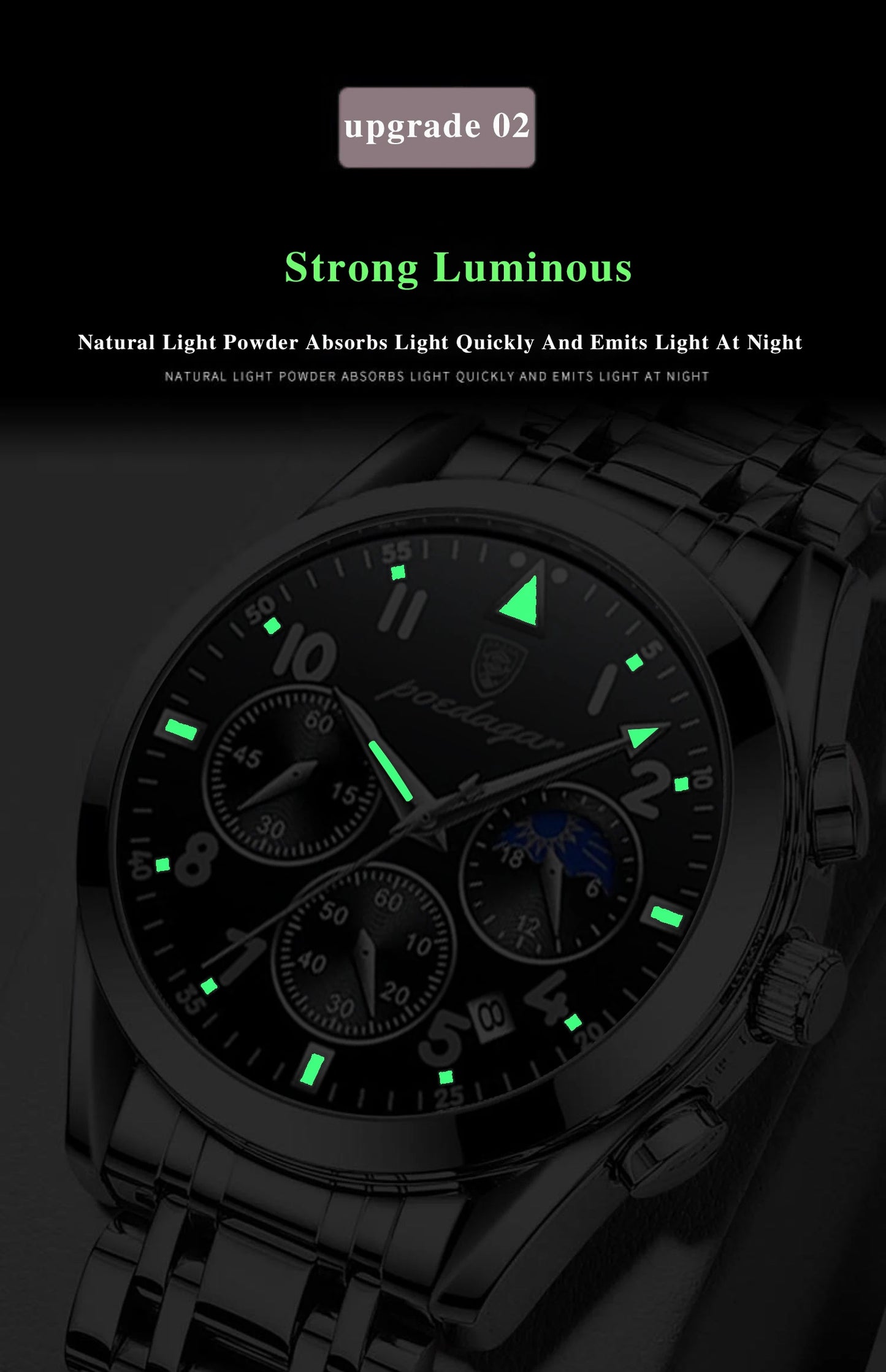 POEDAGAR Men Watches Stainless Steel Top Luxury Fashion Business Wristwatch Waterproof Luminous Quartz Watches Relogio Masculino