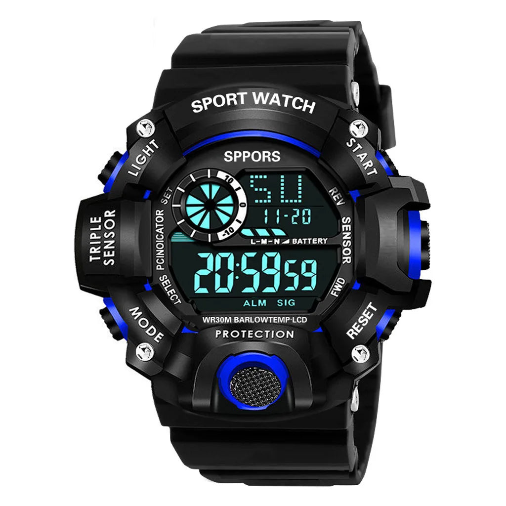 YIKAZE Y73 Men's Watch Digital Sports Electronic Wristwatch Large Dial Multifunctional Waterproof Luminous Alarm Male's Bracelet