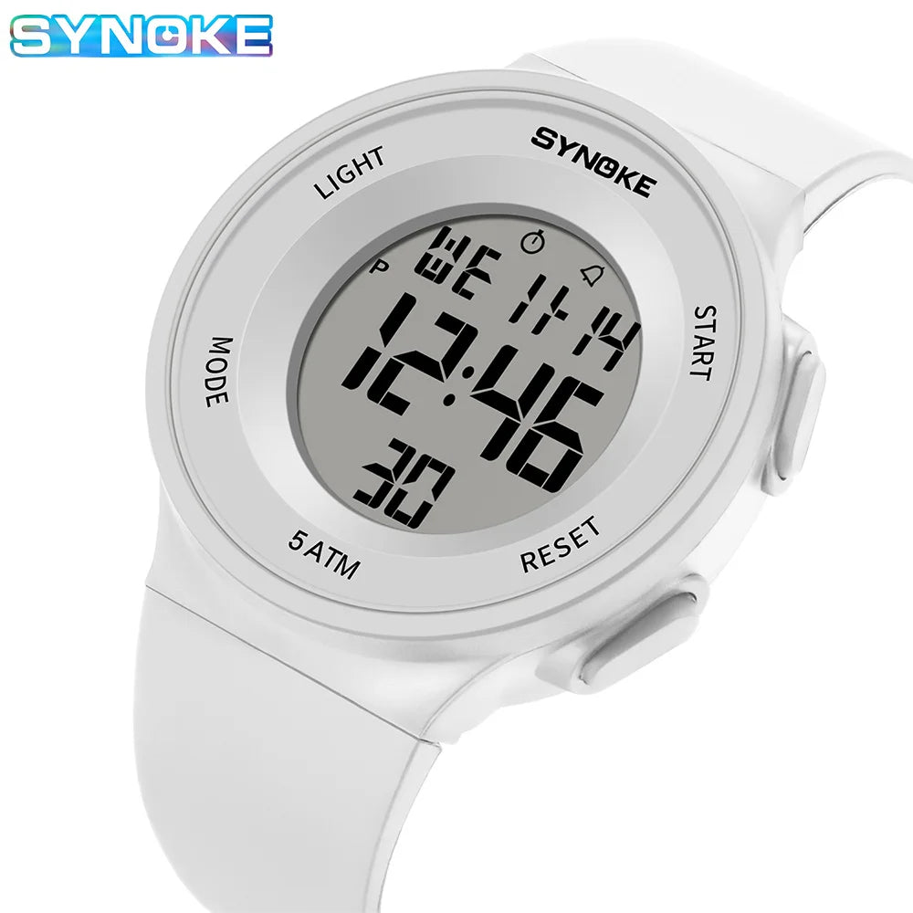 Synoke Montres numériques Lady Sports Lumineux Multifonction Étanche Chrono Montre-bracelet Extérieur Filles Mode Étudiant Montre Nouveau