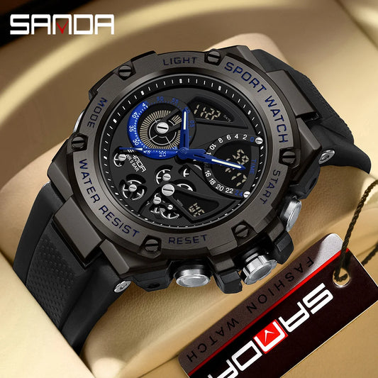 Sanda 9028 Watch Youth Electronic Watch Multi functional Trend Korean Edition Nightlight Alarm Clock Waterproof Watch