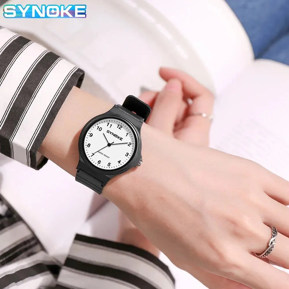 Synoke Student Watch Minimalist Fashion Quartz Watch Men and Girls Waterproof Sports Watch Large Digital Display