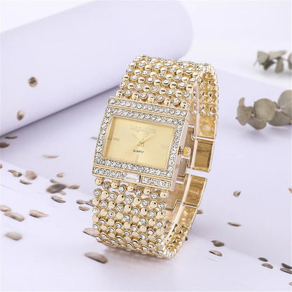 UTHAI W25 Women's Square Quartz Watch Fashion Brand Light Luxury Stainless Steel Bracelet Girls' Diamond Inlaid Wristwatches