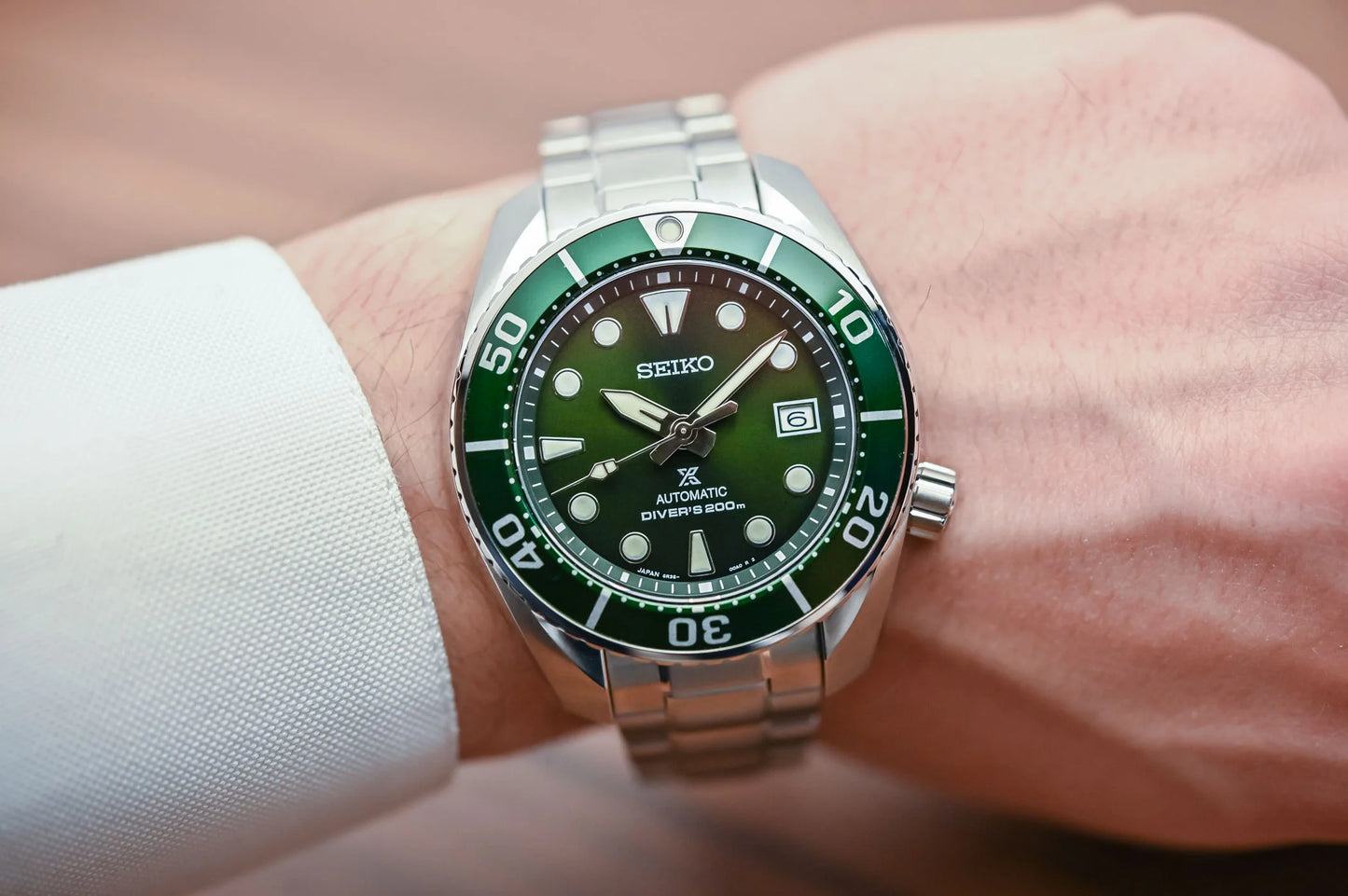 Seiko Prospex 3rd Gen"Sumo" Diver's 200m Automatic Green Dial Sapphire Glass Watch SPB103J1