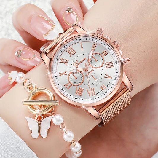 WOMEN'S QUARTZ WATCHES WITH PLASTIC BAND SET