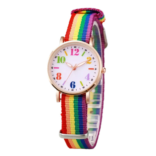 FASHION RAINBOW ULTRA-THIN MEN'S WATCHES WITH CANVAS STRAP