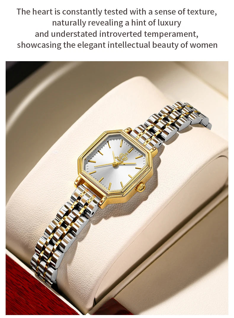 Montre à quartz à cadran carré OLEVS pour femmes en acier inoxydable montre-bracelet en or de mode robe élégante montres de luxe pour femmes de marque TOP