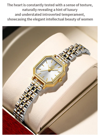 Montre à quartz à cadran carré OLEVS pour femmes en acier inoxydable montre-bracelet en or de mode robe élégante montres de luxe pour femmes de marque TOP