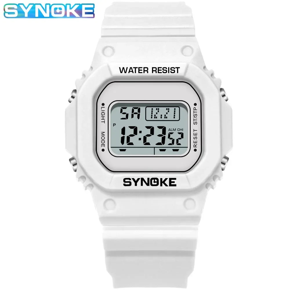 SYNOKE Montres numériques Lady Sports Lumineux Multifonction Étanche Chrono Montre-bracelet Filles Mode Étudiant Montre Pour Hommes