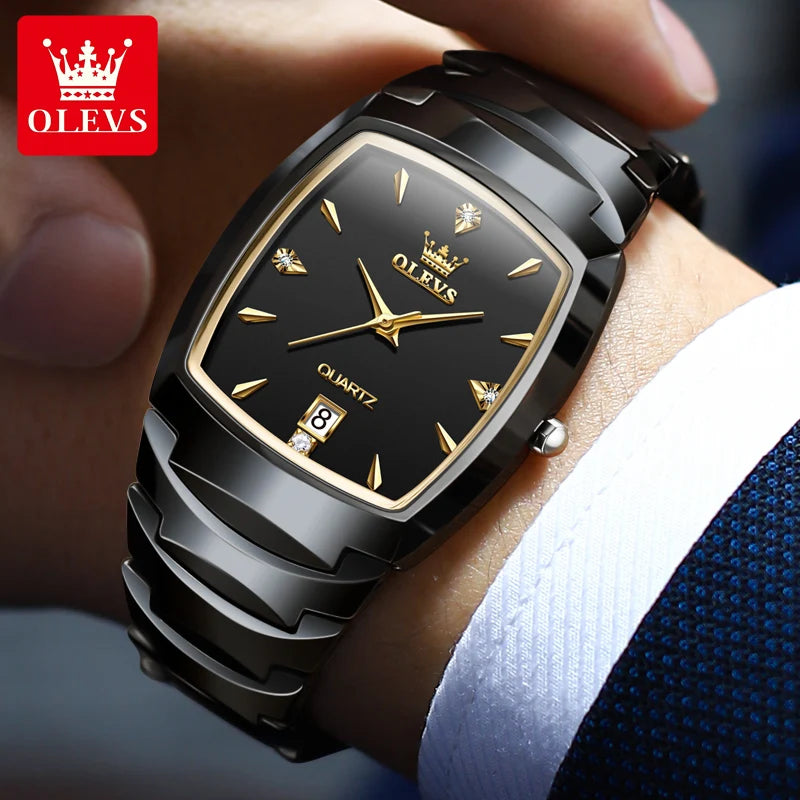 OLEVS New Quartz Watch for Men Waterproof Stainless Steel Business Fashion Calendar/Week Display Top Quartz Men's Watches