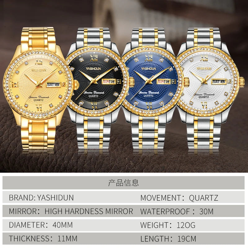 Top Men Watch Roman Shiny Scale Fashion Casual Sport Waterproof Steel Belt Quartz Watch Date Mens Watches Relogio Masculino 2023