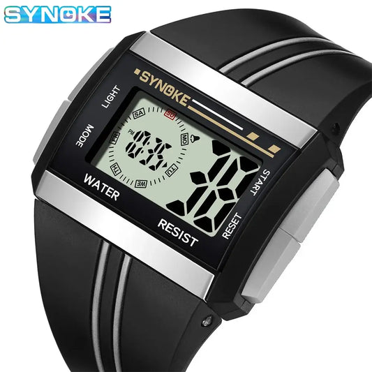 SYNOKE Montre numérique militaire d'extérieur pour hommes Montre rétro pour hommes de mode Montre de sport étanche pour hommes Montre multifonctionnelle lumineuse