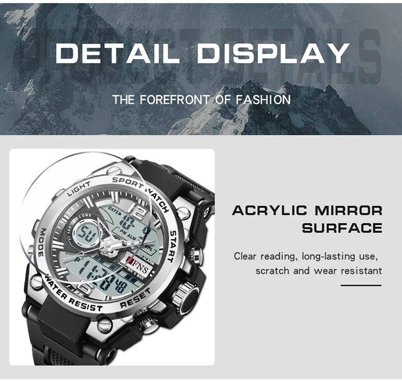 OFNS 6092 New Sport Military Men's Watches Waterproof Quartz Wristwatch LED Digital Watch for Male Clock Relogios Masculino