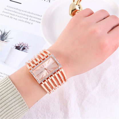 UTHAI W24 Women's Fashion Quartz Watches Lady's Stainless Steel Bracelet Casual Hollow Clock Girl Wristwatch Jewelry