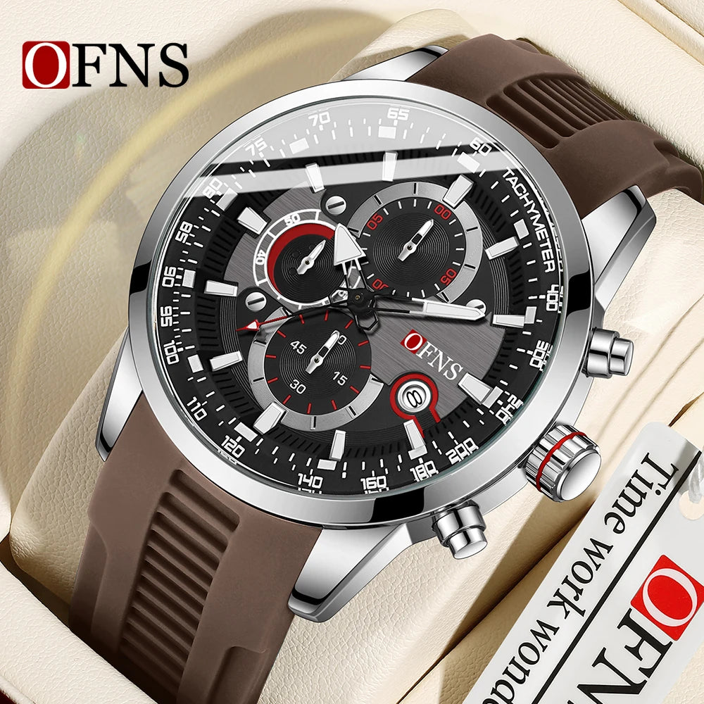 OFNS 8024 New Casual Men's Watches Calendar Business Six Qin Small dial Multi functional Time Waterproof Watches 2024