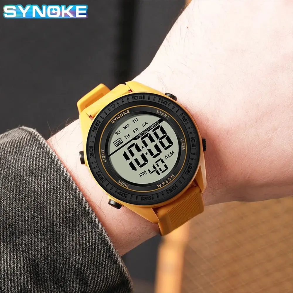 SYNOKE Watch Outdoor Sports Multifunctional Waterproof Shock Resistant Large Screen Display Luminous LED Digital Watch For Men