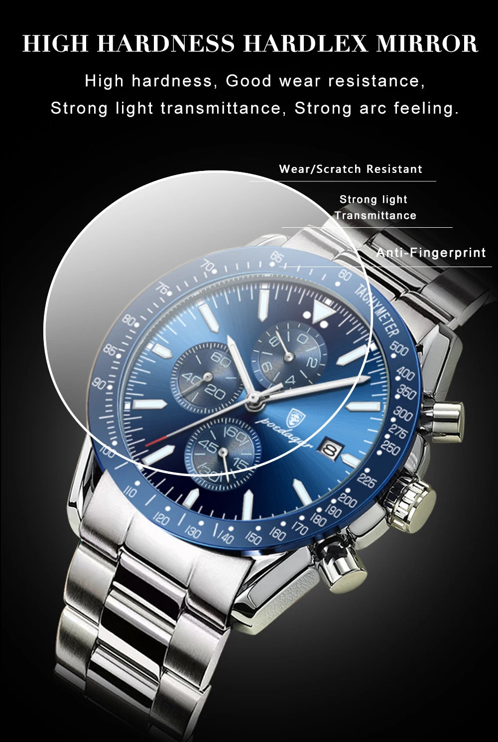 POEDAGAR Luxury Men Watch High Quality Fashion Chronograph Waterproof Luminous Date Stainless Steel Quartz Watch Man Clock Reloj