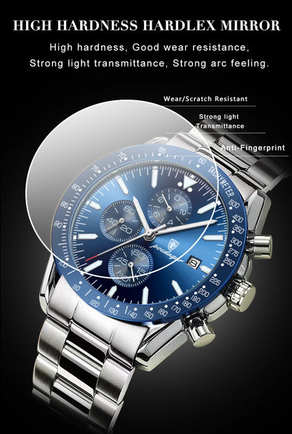 POEDAGAR Luxury Men Watch High Quality Fashion Chronograph Waterproof Luminous Date Stainless Steel Quartz Watch Man Clock Reloj