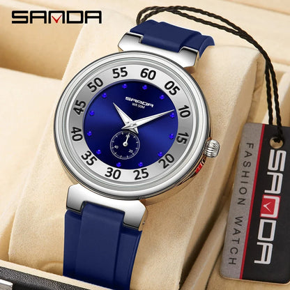 Sanda 3212 Nouvelle montre à quartz à deux aiguilles pour femme Tendance de la mode Montre de nuit polyvalente et simple pour femme