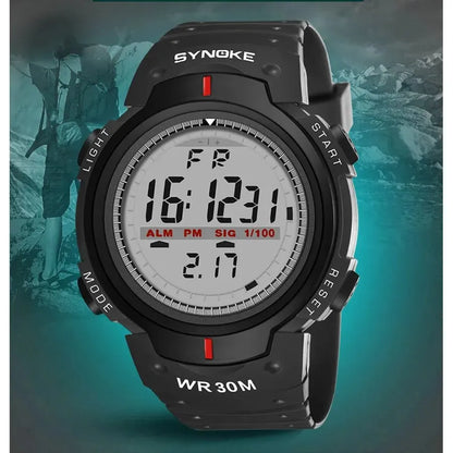 SYNOKE Montre électronique pour hommes Sports pour hommes Étanche Lumineux Multifonction Extérieur Alpinisme Grand écran Électronique