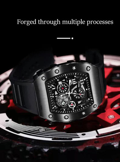 UTHAI Men's Watch Sports Fashion Trend Fully Automatic Quartz Wristwatch Hollow Waterproof Black Warrior Male Clock Watches