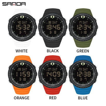 SANDA Brand Sport Watch for Man Waterproof Shockproof Digital Watches Luxury Outdoor Men's Wristwatch Original Clock 6184